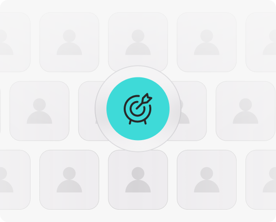 Grafik mit Zielsymbol umgeben von potenziellen neuen Mitgliedern